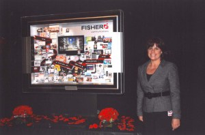 Sheri Leonard with Fisher Centennial Artwork